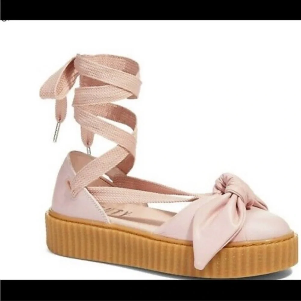 FENTY PUMA by Rihanna Bow Creeper Pink Tint Oatmeal Sandal Women's Sz 6